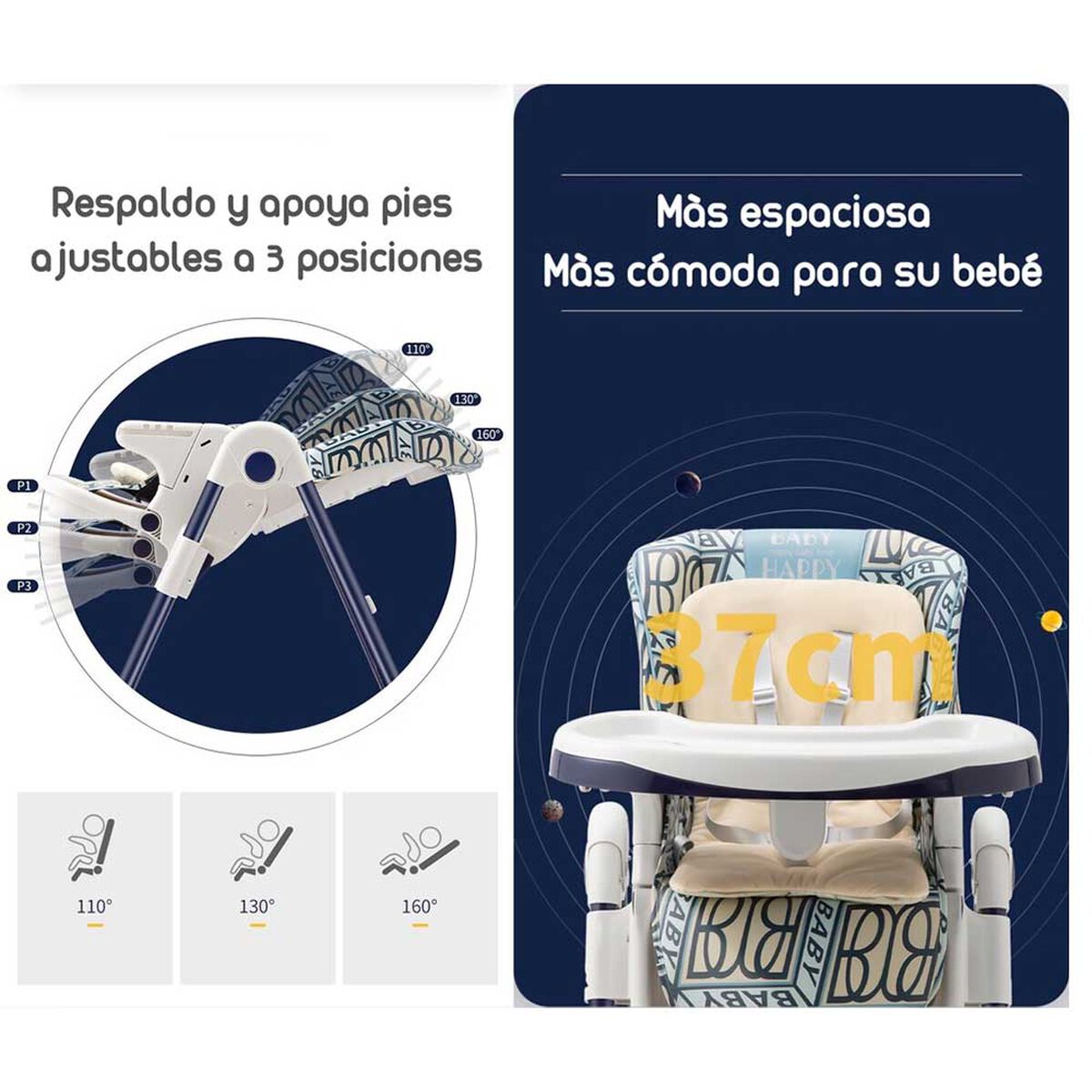 Silla de Comer Multiposiciones con Ruedas Rosada