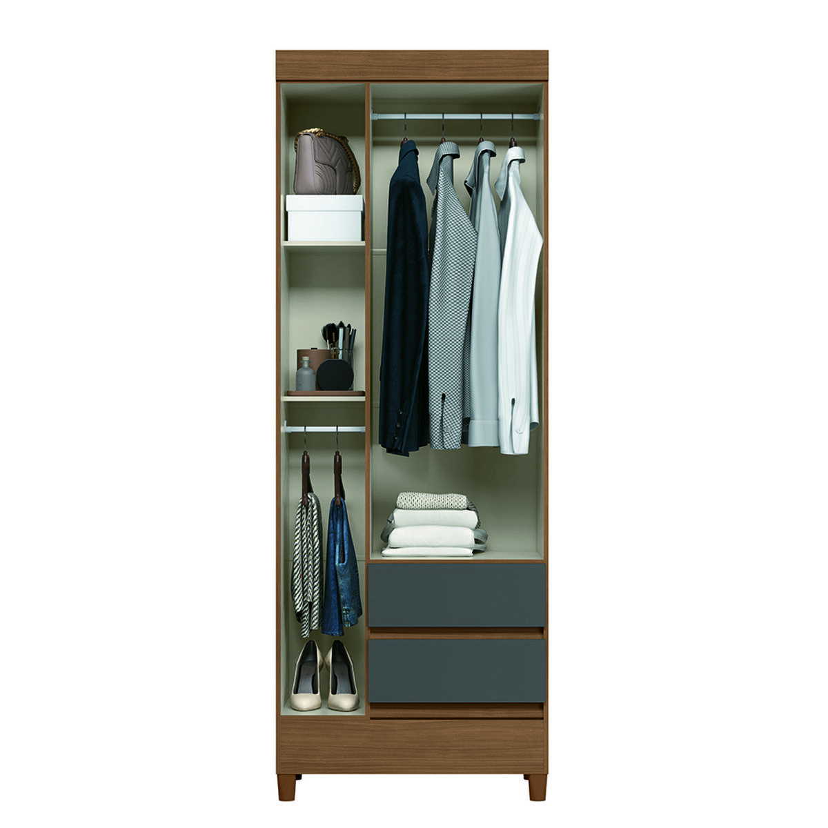 Clóset Casanova Fit 3 Puertas 2 Cajones Café y Gris