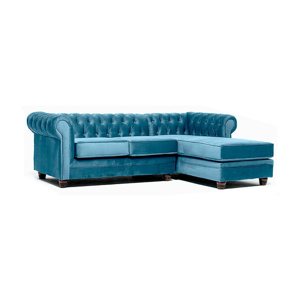 Sofá Seccional Barra Design Chesterfield Derecho 3 Cuerpos Petróleo