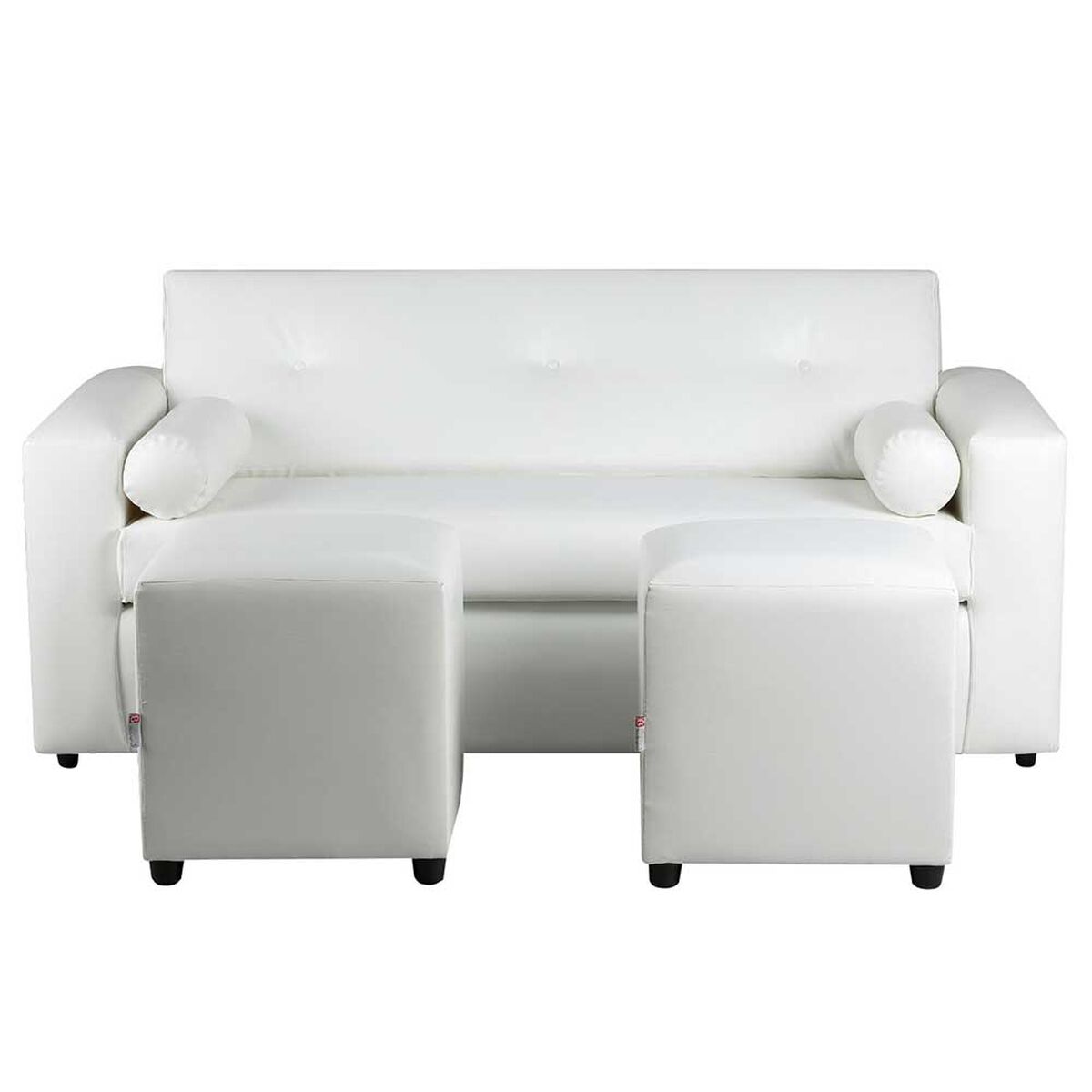 Juego de Living Bodevir Vivo PU 30 Sof&aacute; 3 Cuerpos + Dos Pouf 1 Cuerpo Blanco&nbsp;