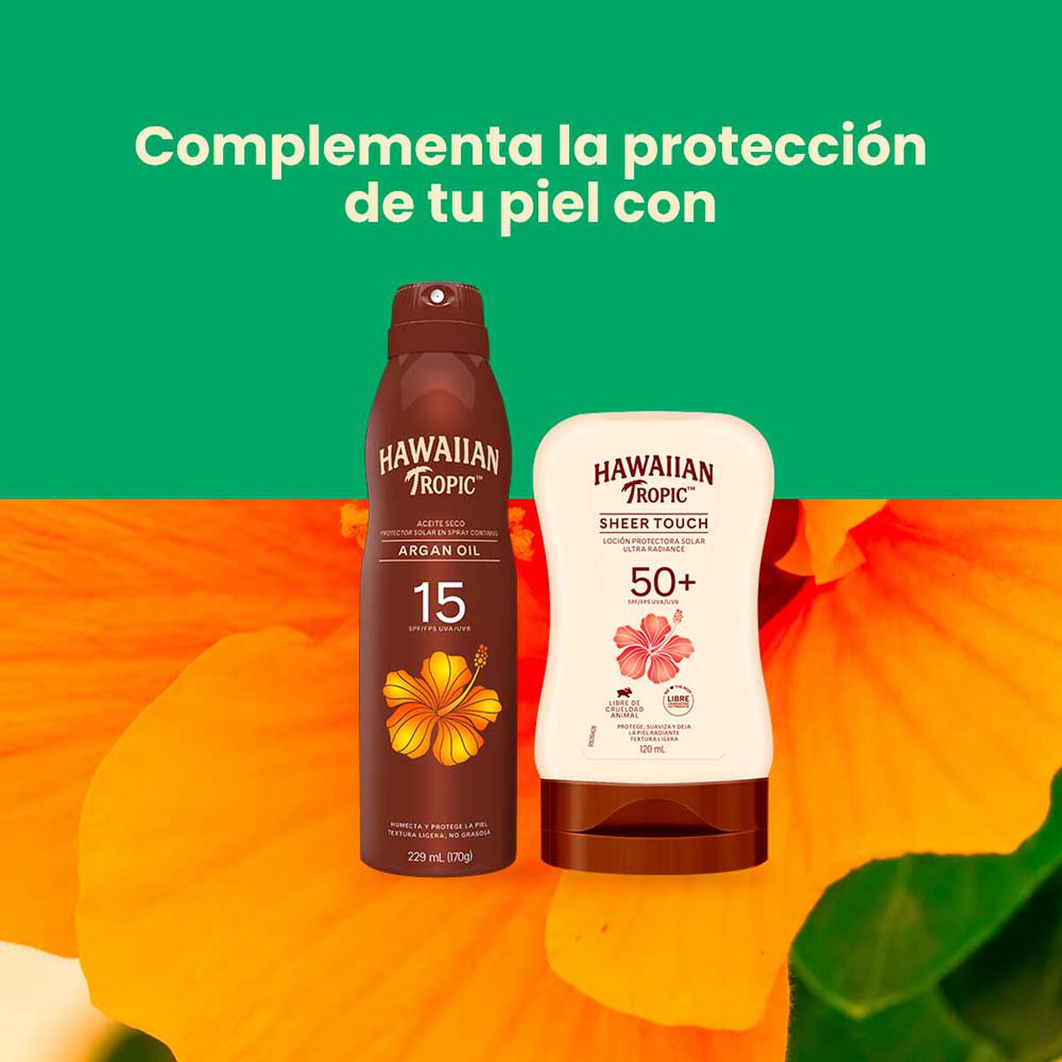 Protector Solar Hawaiian Tropic Sheer Touch Loci&oacute;n FPS 50+ 120 ml
