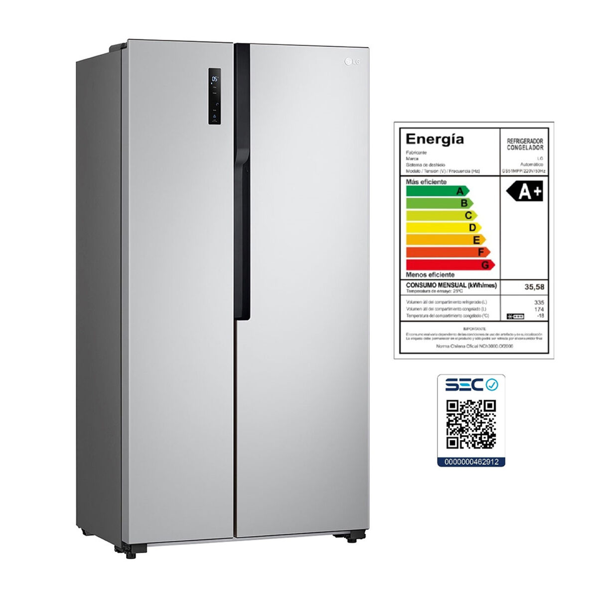 Refrigerador Side by Side LG GS51MPP 509 lts