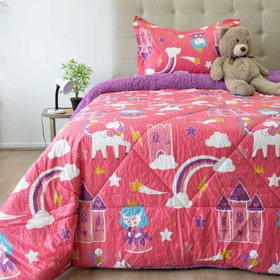 Plum&oacute;n Infantil Doral 1.5 Plazas Senses Estampado Unicornios