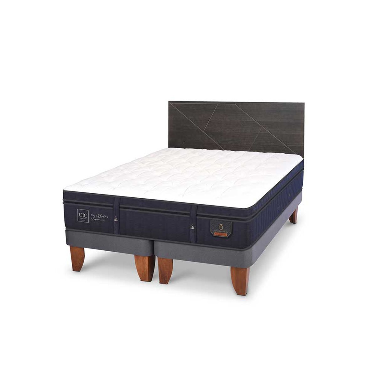 Cama Europea CIC Base Dividida 2 Plazas Súper Premium + Respaldo Villarrica