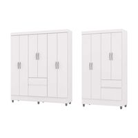 Combo Closet Vekkahome Americano 6 y 4 Puertas Blanca