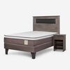 Cama Europea Rosen 1 Plaza New Style 4 Plus + Respaldo Ferrera Gris + Velador