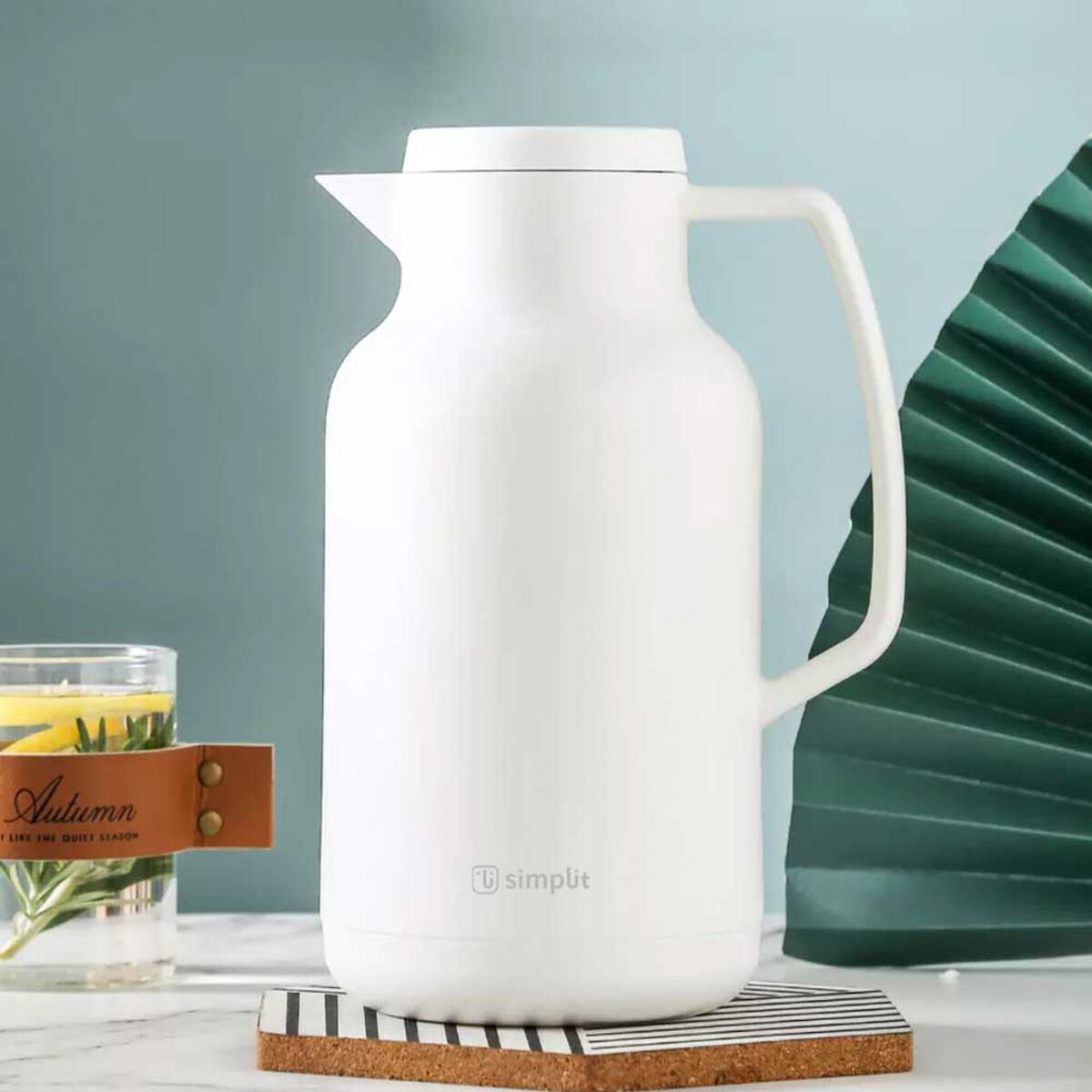 Termo Jarra Insulado Acero Inox 1 lt Simplit Blanco
