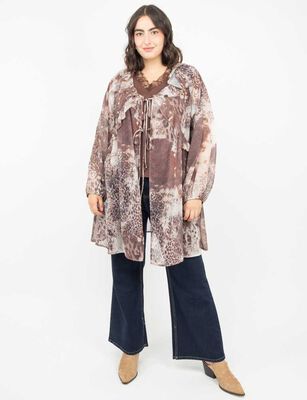 Imagen 2 del producto Vestido Corto Transparente Manga Larga Mujer Extralindas Cafe