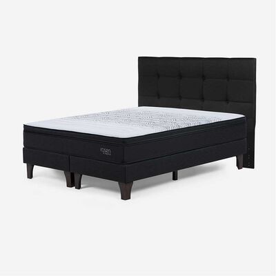 Imagen 2 del producto Cama Europea Rosen Base Dividida 2 Plazas Tempo + Respaldo Issey Grafito + Cómoda Baker Grafito