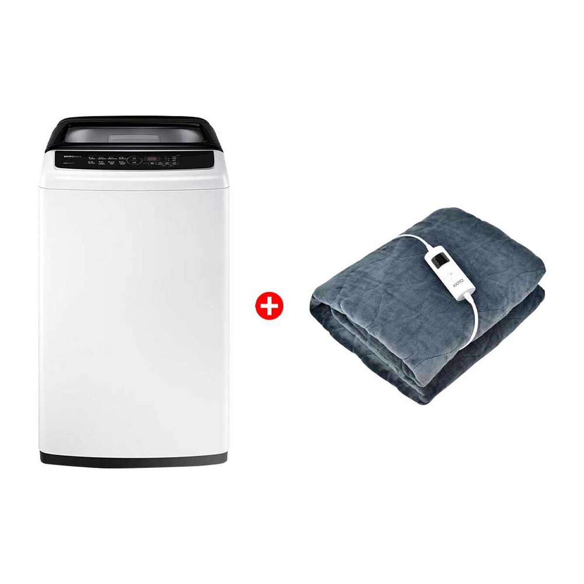 Combo Lavadora Automática Samsung WA80CG4240BWZS 8 kg. + Frazada Eléctrica Kioto CF2409 1 Plaza