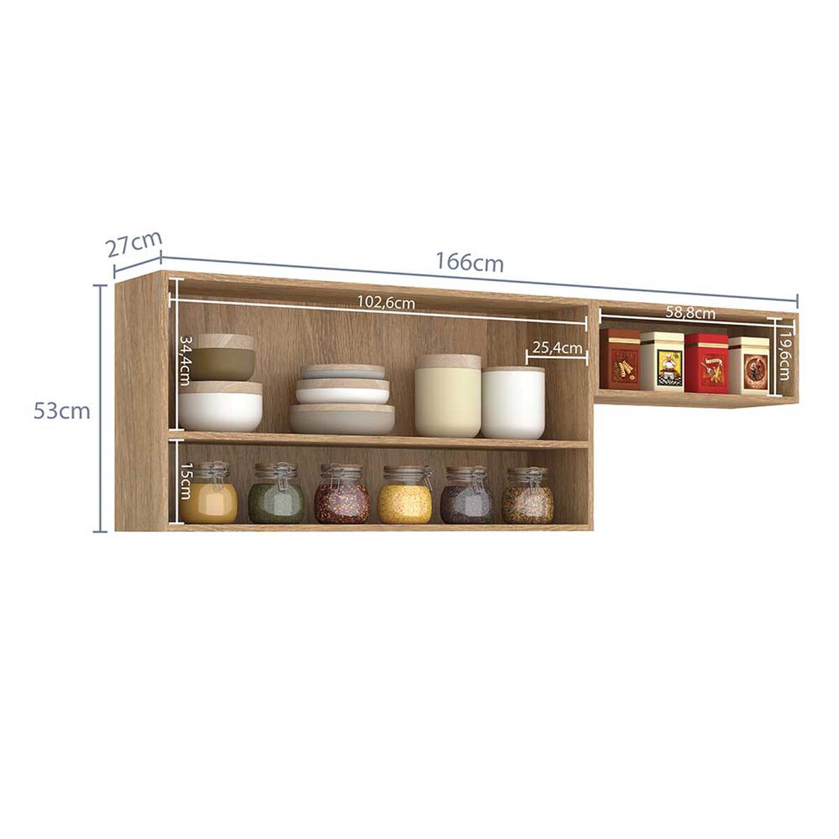 Mueble de Cocina Aereo Vekkahome Madri 2 Puertas Negro Café