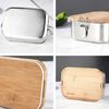 Tupper de Acero Inoxidable Tapa Madera Simplit Blanco 800 ml