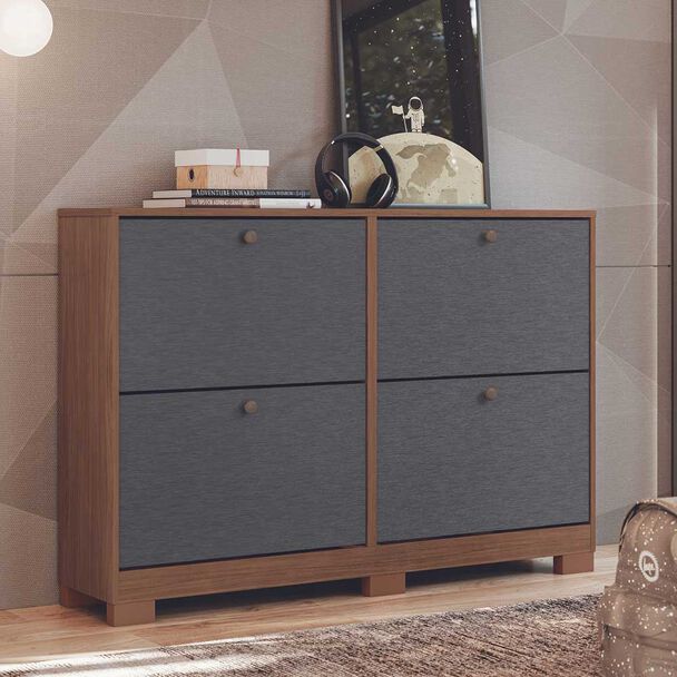 Cómoda Zapatera Onessta Versatil 4 Puertas Grafito