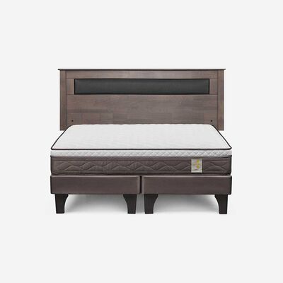 Imagen 1 del producto Cama Europea Rosen Base Dividida 2 Plazas New Style 4 Plus + Respaldo Ferrera Gris