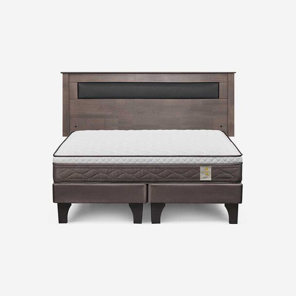 Cama Europea Rosen Base Dividida 2 Plazas New Style 4 Plus + Respaldo Ferrera Gris