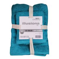 Set Toallas Illusions 4 Piezas Turquesa