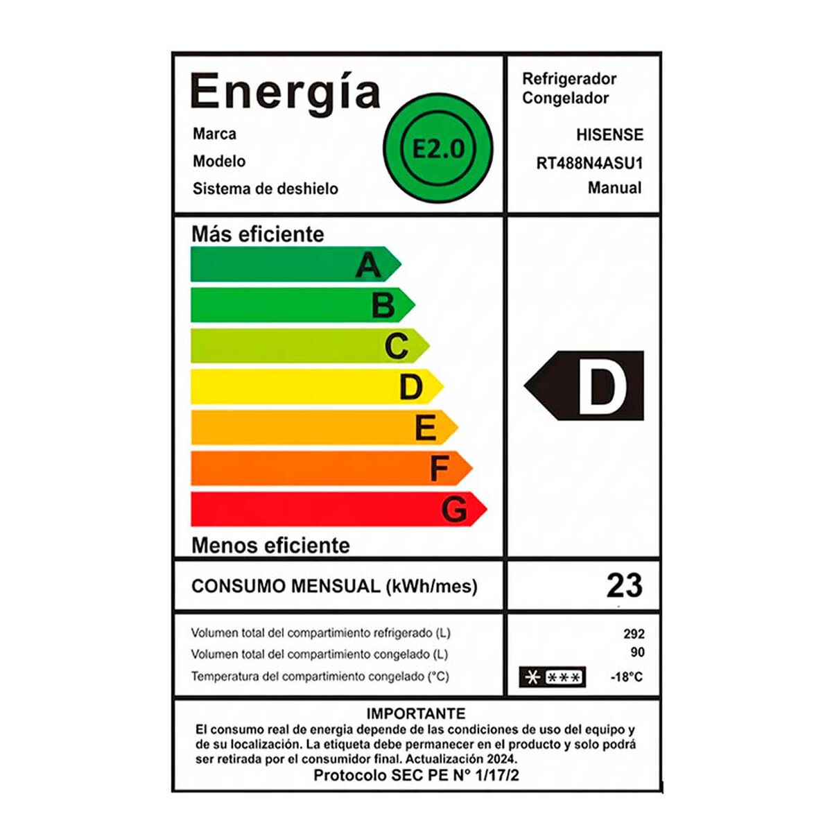 Refrigerador Hisense RT488N4ASU1 Top Mount 382 L Inox