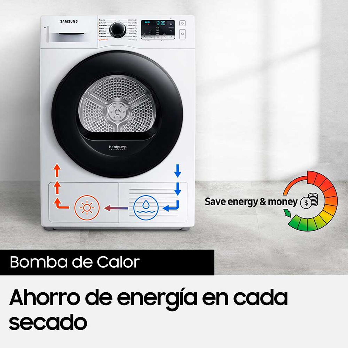 Secadora de Ropa Samsung DV90TA040BE/ZS 9 kg.