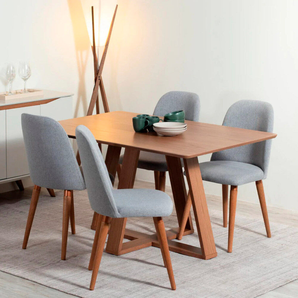 Juego de Comedor Decocasa Avena 4 Sillas Gris