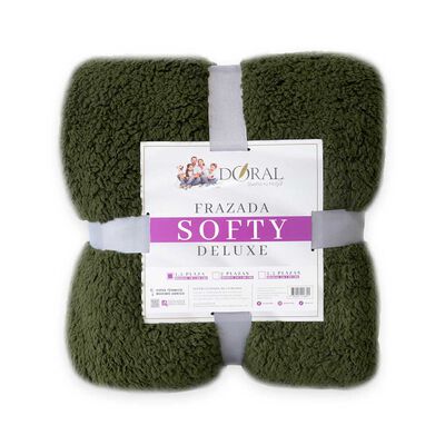 Frazada Poliéster Doral 1,5 Plazas Deluxe Verde Oscuro