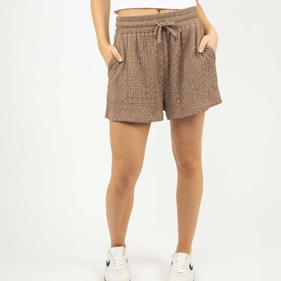 Short Mini Cintura Elasticada Mujer Icono Cafe, Negro, Oliva