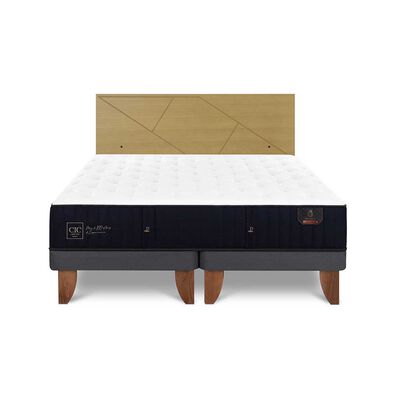 Cama Europea CIC Base Dividida King Premium + Respaldo Villarrica Mostaza