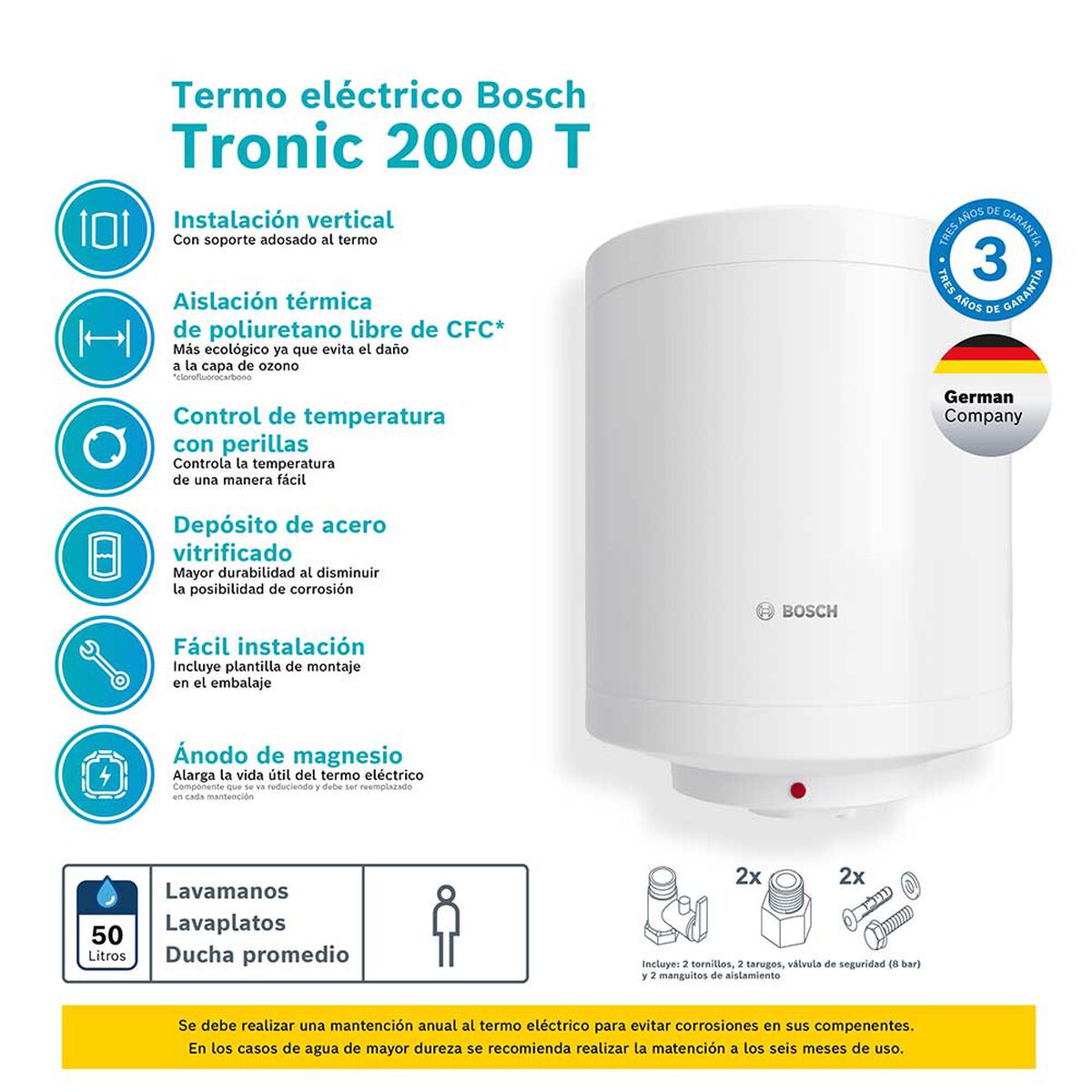 Termo Eléctrico Bosch TR 2000T 50 lts.
