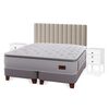 Cama Europea Flex King  Heritage + Respaldo Tubular + Velador Roma