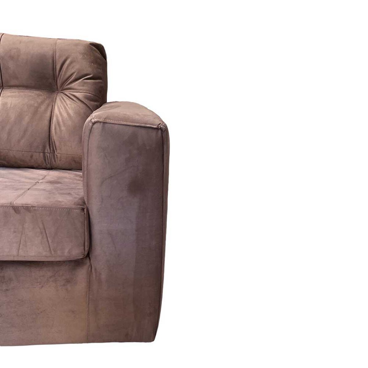 Juego de Living Kea Nize Felpa Sofá 3 Cuerpos + Dos Pouf 1 Cuerpo Café