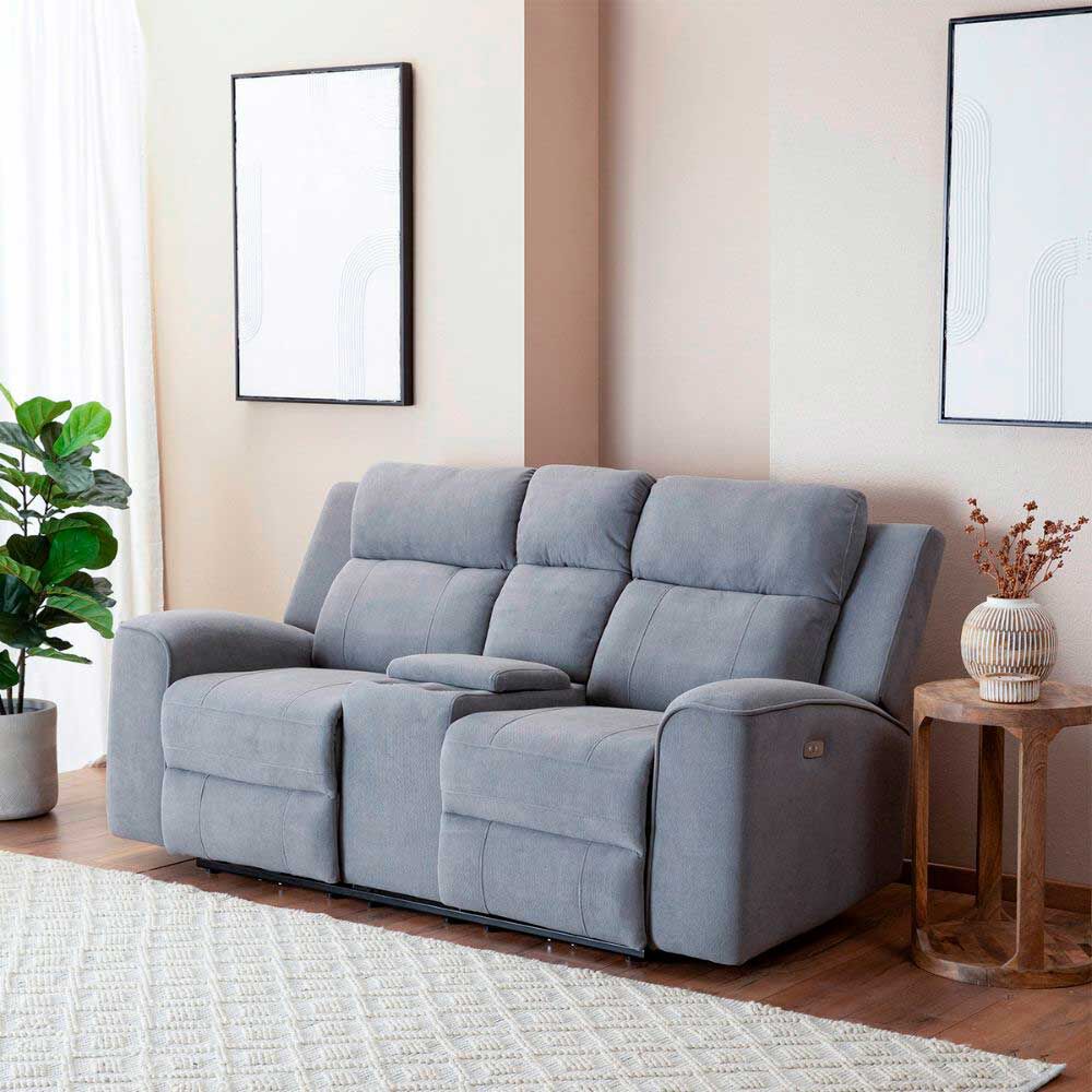 Sofá Reclinable Eléctrico Daniels KM807LPWGR 2 Cuerpos Gris