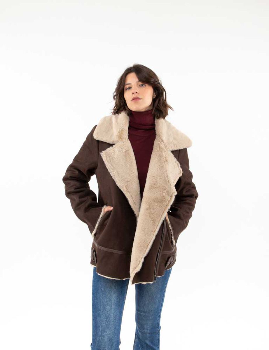 Chaqueta Aviadora Terciopelo Plush Mujer Zibel