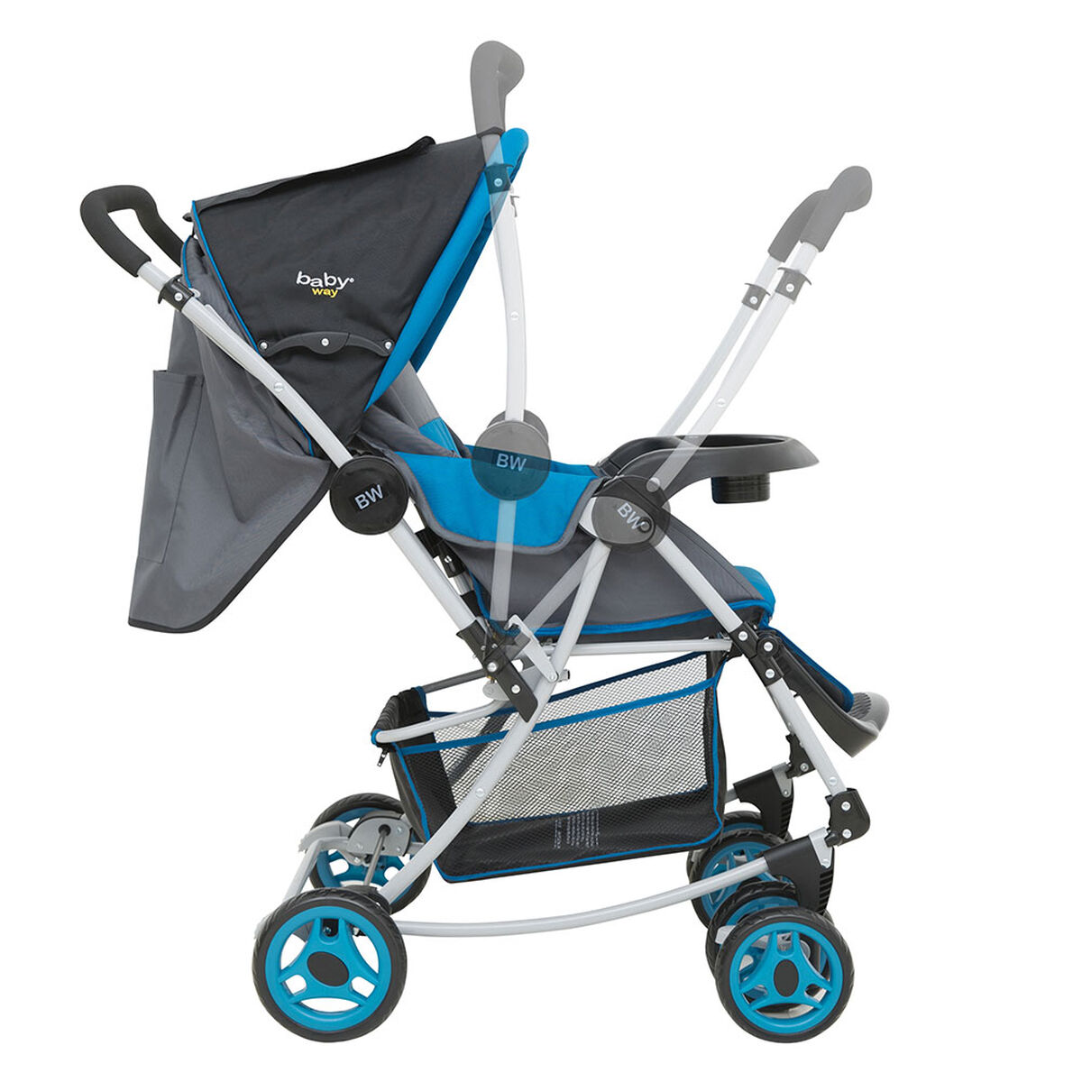 Coche Cuna Balancín Baby Way Azul Bw-305B17