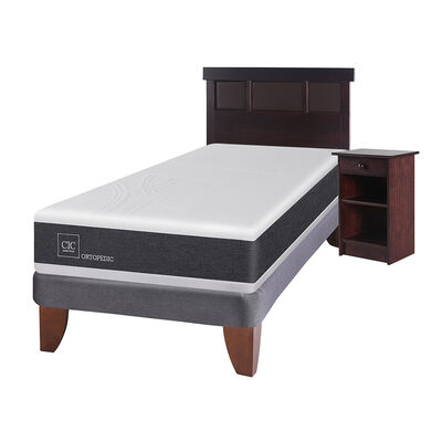 Imagen 2 del producto Cama Europea CIC 1,5 Plazas Ortopedic + Respaldo + Velador Dublin Chocolate