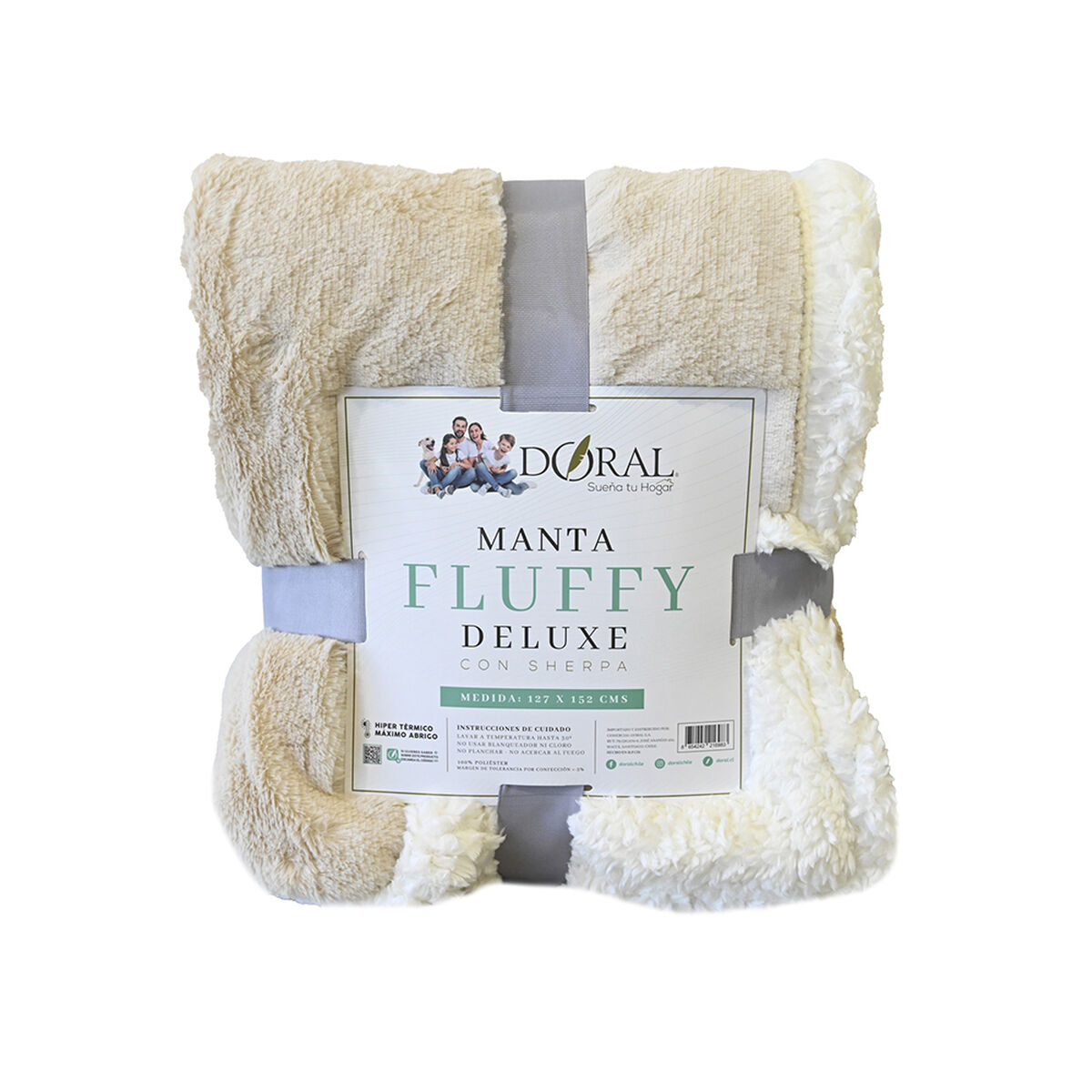 Manta de Poliéster Doral 127 x 152 cm Fluffy Beige