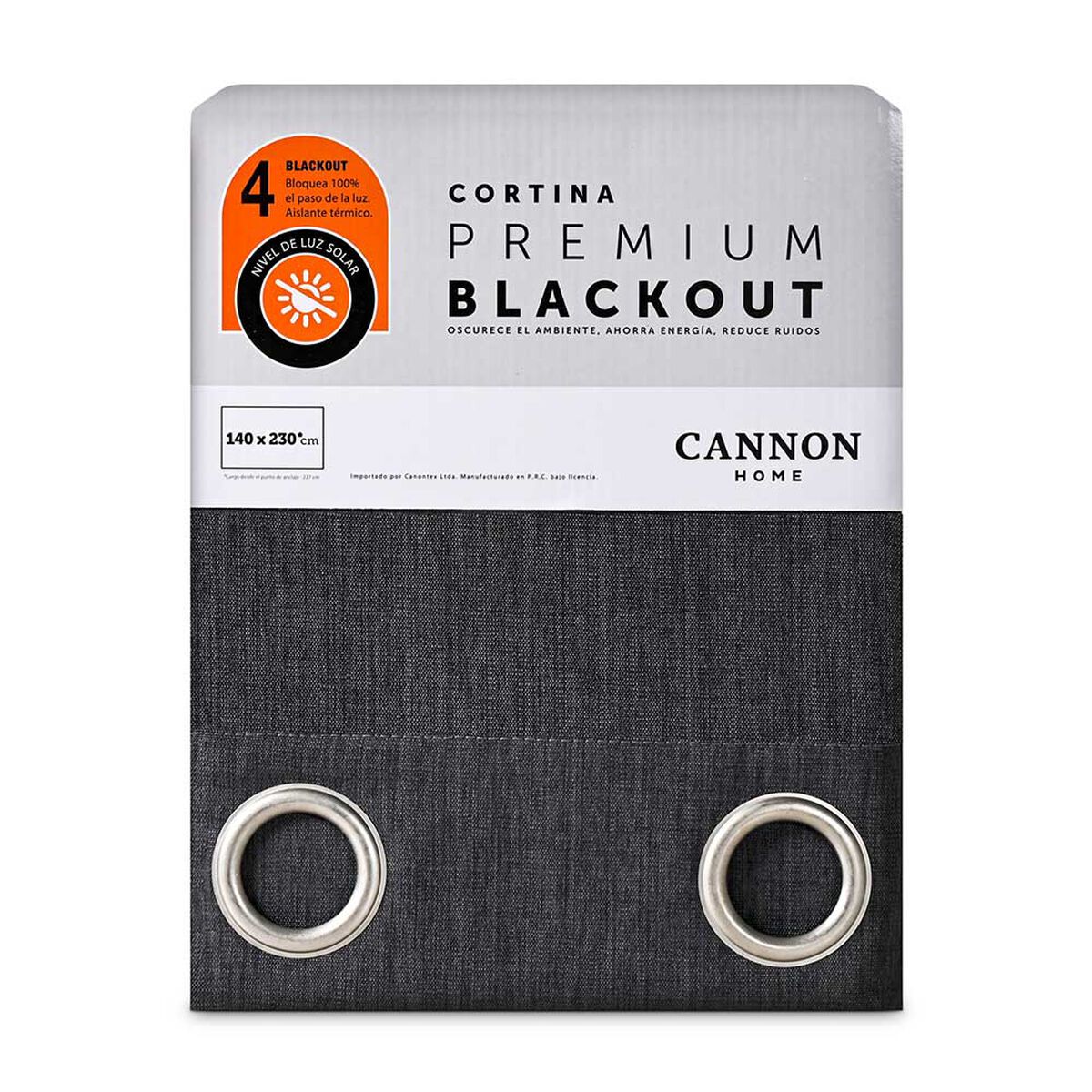Cortina Blackout Cannon 230 x 140 cm Gris