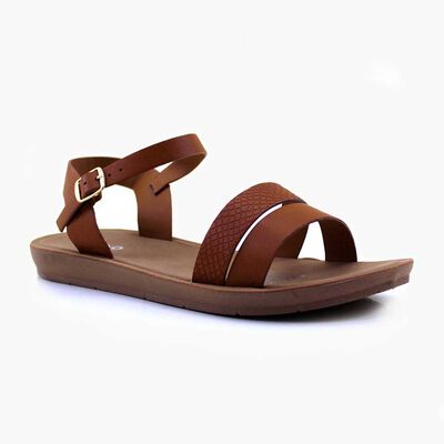 Sandalia Mujer Icono Camel, Dorado, Negro