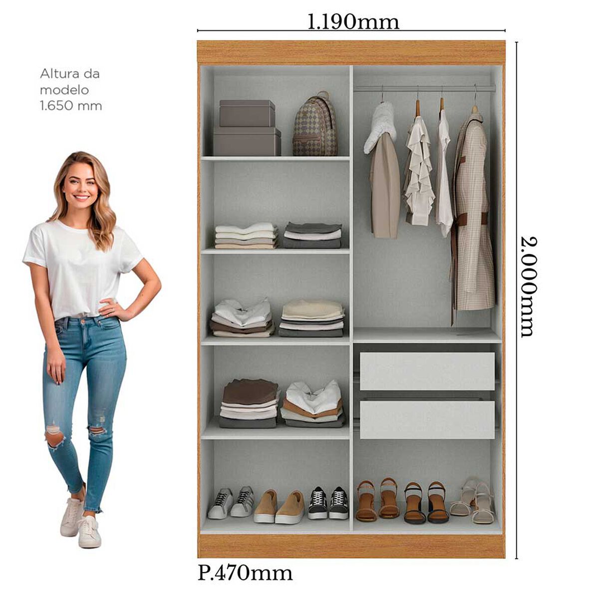 Closet Di Poretti Paris 4 Puertas 2 Cajones Café