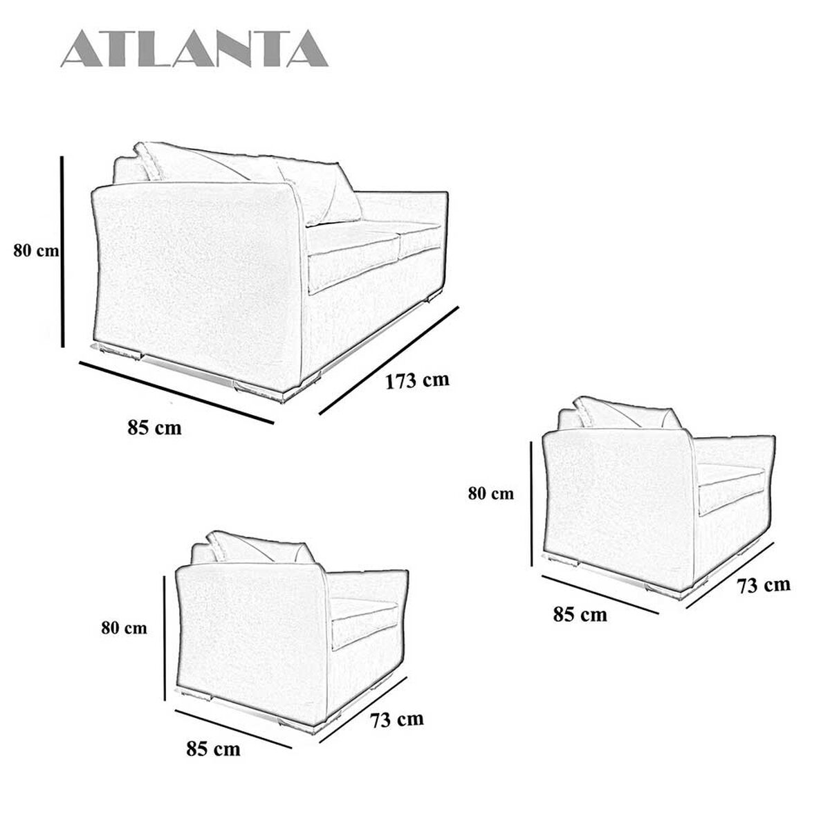 Juego de Living Elegant Detail Atlanta   Sof&aacute; 3 Cuerpos + Dos Sillones 1 Cuerpo Beige