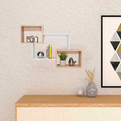 Imagen 1 del producto Repisa 3 Módulos TuHome Alfa Café Claro Blanco