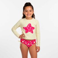 Traje de Baño Polera+Calzón Niña Chess Amarillo