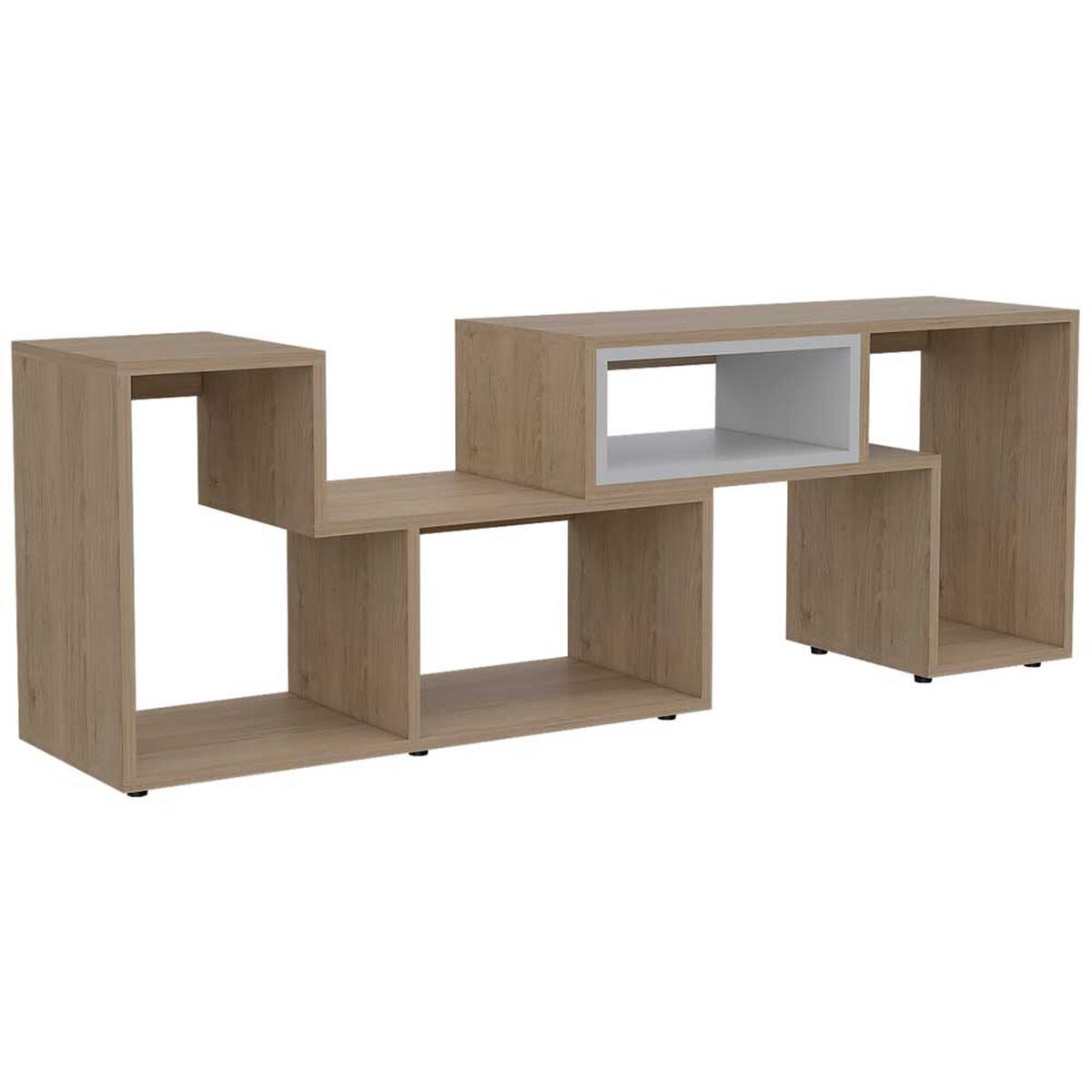 Combo Bar Esquinero + Rack TV40 Extensible TuHome Beijing Rovere Blanco
