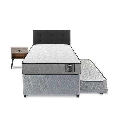 Diván Flex 1,5 Plazas Star + Respaldo Royal + Velador Rock