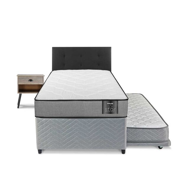 Diván Flex 1,5 Plazas Star + Respaldo Royal + Velador Rock