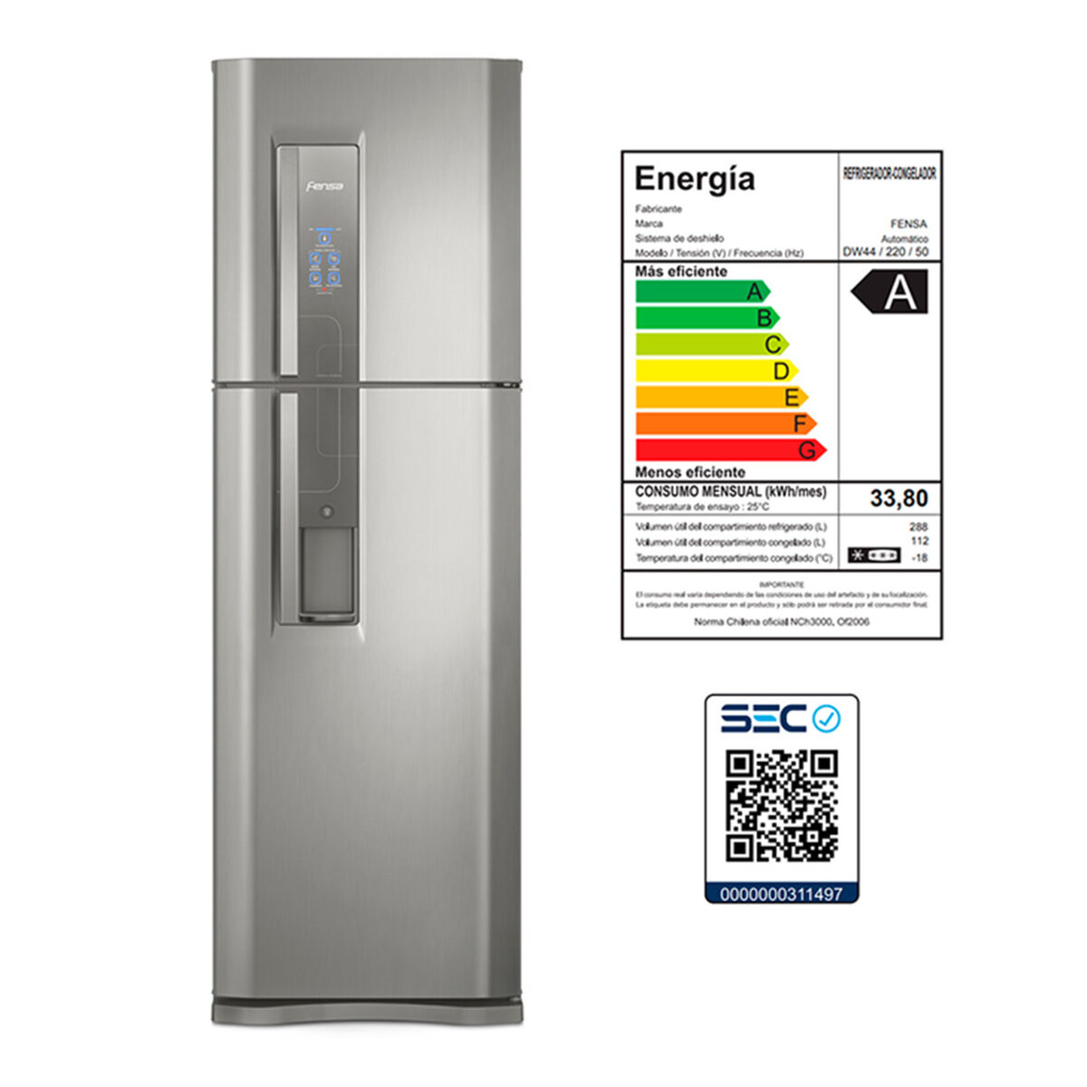 Refrigerador No Frost Fensa DW44S 400 lts.