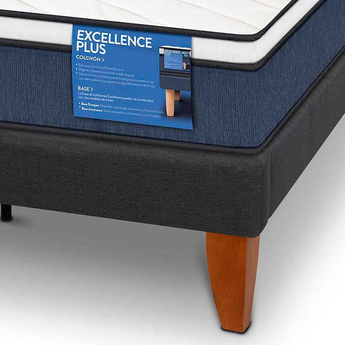 Cama Europea CIC 1,5 Plazas Excellence Plus + Almohada Viscoel&aacute;stica