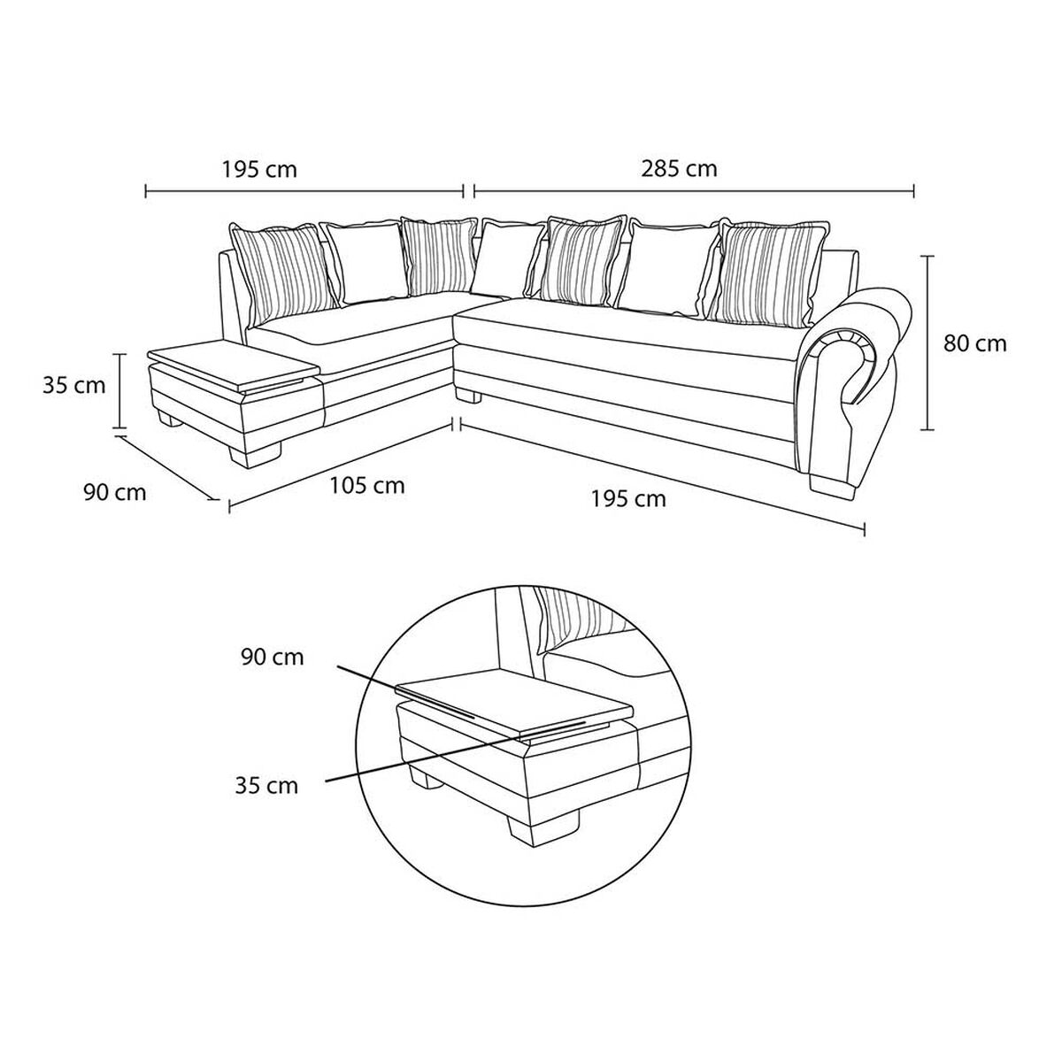 Sofá Seccional Living Factory Dakota 6 Cuerpos Azul