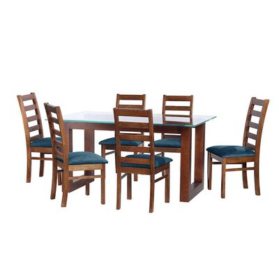Juego de Comedor Latam Home Pamplona Oviedo 6 Sillas Cuero Gris