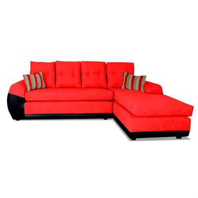 Seccional Derecho Elegant Houston Cheise Tela/PU 5 Cuerpos Rojo
