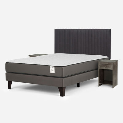 Imagen 2 del producto Cama Europea Rosen 2 Plazas New Style 2 Plus + Respaldo + 2 Veladores Lucio
