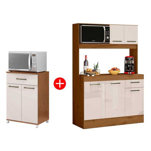 Combo Mueble de Cocina Auxiliar Casanova Primor 1 Cajón 2 Puertas + Mueble de Cocina Barcelona 1 Cajón 5 Puertas